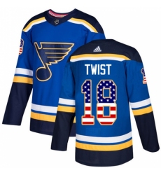 Men's Adidas St. Louis Blues #18 Tony Twist Authentic Blue USA Flag Fashion NHL Jersey