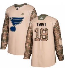 Men's Adidas St. Louis Blues #18 Tony Twist Authentic Camo Veterans Day Practice NHL Jersey