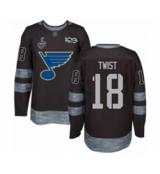 Men's St. Louis Blues #18 Tony Twist Authentic Black 1917-2017 100th Anniversary 2019 Stanley Cup Final Bound Hockey Jersey