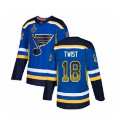 Men's St. Louis Blues #18 Tony Twist Authentic Blue Drift Fashion 2019 Stanley Cup Final Bound Hockey Jersey