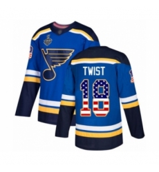 Men's St. Louis Blues #18 Tony Twist Authentic Blue USA Flag Fashion 2019 Stanley Cup Final Bound Hockey Jersey