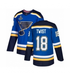 Men's St. Louis Blues #18 Tony Twist Authentic Royal Blue Home 2019 Stanley Cup Champions Hockey Jersey