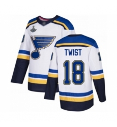 Men's St. Louis Blues #18 Tony Twist Authentic White Away 2019 Stanley Cup Champions Hockey Jersey