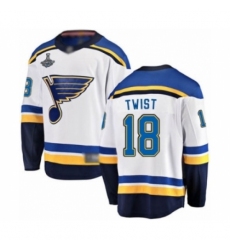 Men's St. Louis Blues #18 Tony Twist Fanatics Branded White Away Breakaway 2019 Stanley Cup Champions Hockey Jersey