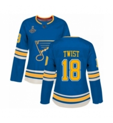 Women's St. Louis Blues #18 Tony Twist Authentic Navy Blue Alternate 2019 Stanley Cup Champions Hockey Jersey