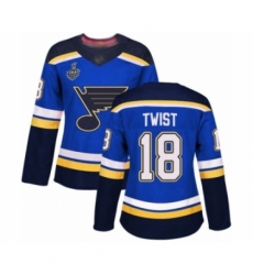 Women's St. Louis Blues #18 Tony Twist Authentic Royal Blue Home 2019 Stanley Cup Final Bound Hockey Jersey