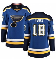 Women's St. Louis Blues #18 Tony Twist Fanatics Branded Royal Blue Home Breakaway NHL Jersey