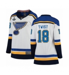 Women's St. Louis Blues #18 Tony Twist Fanatics Branded White Away Breakaway 2019 Stanley Cup Champions Hockey Jersey