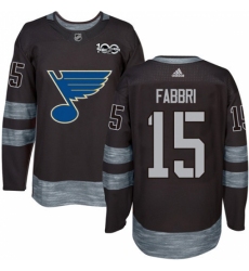 Men's Adidas St. Louis Blues #15 Robby Fabbri Authentic Black 1917-2017 100th Anniversary NHL Jersey