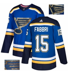 Men's Adidas St. Louis Blues #15 Robby Fabbri Authentic Royal Blue Fashion Gold NHL Jersey