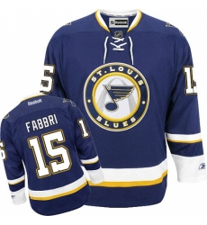 Men's Reebok St. Louis Blues #15 Robby Fabbri Authentic Navy Blue Third NHL Jersey