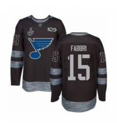 Men's St. Louis Blues #15 Robby Fabbri Authentic Black 1917-2017 100th Anniversary 2019 Stanley Cup Final Bound Hockey Jersey