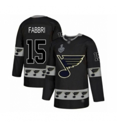 Men's St. Louis Blues #15 Robby Fabbri Authentic Black Team Logo Fashion 2019 Stanley Cup Final Bound Hockey Jersey