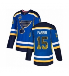 Men's St. Louis Blues #15 Robby Fabbri Authentic Blue Drift Fashion 2019 Stanley Cup Final Bound Hockey Jersey