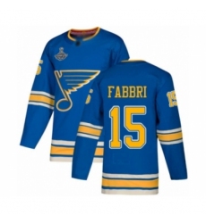 Men's St. Louis Blues #15 Robby Fabbri Authentic Navy Blue Alternate 2019 Stanley Cup Champions Hockey Jersey