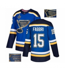 Men's St. Louis Blues #15 Robby Fabbri Authentic Royal Blue Fashion Gold 2019 Stanley Cup Final Bound Hockey Jersey