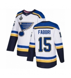 Men's St. Louis Blues #15 Robby Fabbri Authentic White Away 2019 Stanley Cup Final Bound Hockey Jersey