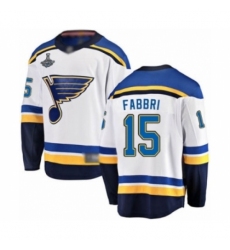 Men's St. Louis Blues #15 Robby Fabbri Fanatics Branded White Away Breakaway 2019 Stanley Cup Champions Hockey Jersey