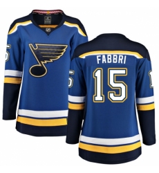 Women's St. Louis Blues #15 Robby Fabbri Fanatics Branded Royal Blue Home Breakaway NHL Jersey