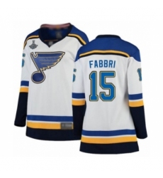 Women's St. Louis Blues #15 Robby Fabbri Fanatics Branded White Away Breakaway 2019 Stanley Cup Champions Hockey Jersey