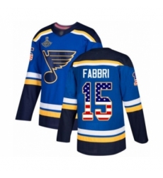 Youth St. Louis Blues #15 Robby Fabbri Authentic Blue USA Flag Fashion 2019 Stanley Cup Champions Hockey Jersey