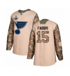 Youth St. Louis Blues #15 Robby Fabbri Authentic Camo Veterans Day Practice 2019 Stanley Cup Champions Hockey Jersey