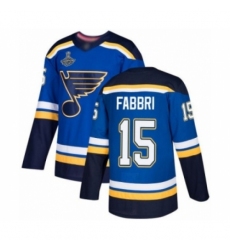 Youth St. Louis Blues #15 Robby Fabbri Authentic Royal Blue Home 2019 Stanley Cup Champions Hockey Jersey