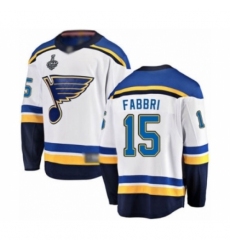 Youth St. Louis Blues #15 Robby Fabbri Fanatics Branded White Away Breakaway 2019 Stanley Cup Final Bound Hockey Jersey