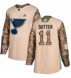 Men's Adidas St. Louis Blues #11 Brian Sutter Authentic Camo Veterans Day Practice NHL Jersey