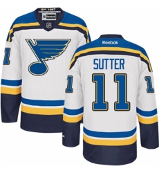 Men's Reebok St. Louis Blues #11 Brian Sutter Authentic White Away NHL Jersey