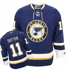 Men's Reebok St. Louis Blues #11 Brian Sutter Premier Navy Blue Third NHL Jersey