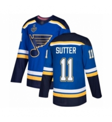 Men's St. Louis Blues #11 Brian Sutter Authentic Royal Blue Home 2019 Stanley Cup Final Bound Hockey Jersey