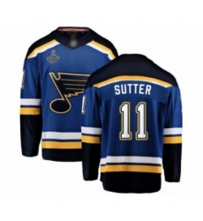 Men's St. Louis Blues #11 Brian Sutter Fanatics Branded Royal Blue Home Breakaway 2019 Stanley Cup Champions Hockey Jersey