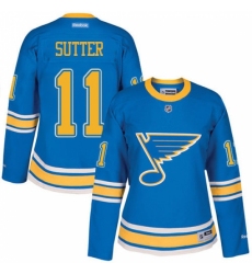 Women's Reebok St. Louis Blues #11 Brian Sutter Authentic Blue 2017 Winter Classic NHL Jersey