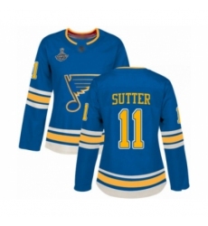 Women's St. Louis Blues #11 Brian Sutter Authentic Navy Blue Alternate 2019 Stanley Cup Champions Hockey Jersey