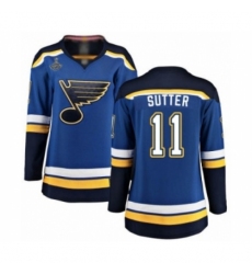 Women's St. Louis Blues #11 Brian Sutter Fanatics Branded Royal Blue Home Breakaway 2019 Stanley Cup Champions Hockey Jersey