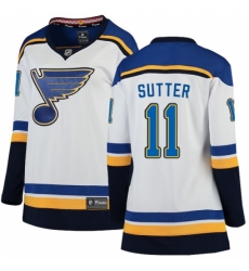 Women's St. Louis Blues #11 Brian Sutter Fanatics Branded White Away Breakaway NHL Jersey