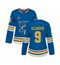 Women's St. Louis Blues #9 Doug Gilmour Premier Navy Blue Alternate 2019 Stanley Cup Final Bound Hockey Jersey