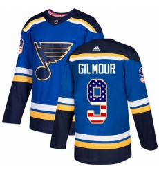 Youth Adidas St. Louis Blues #9 Doug Gilmour Authentic Blue USA Flag Fashion NHL Jersey