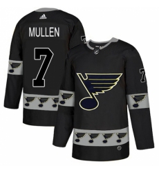 Men's Adidas St. Louis Blues #7 Joe Mullen Authentic Black Team Logo Fashion NHL Jersey