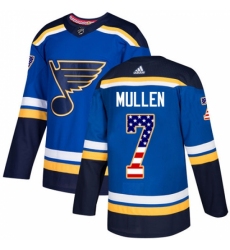 Men's Adidas St. Louis Blues #7 Joe Mullen Authentic Blue USA Flag Fashion NHL Jersey