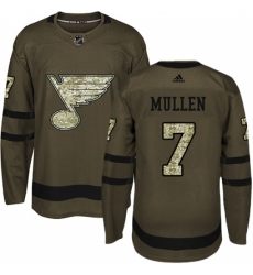 Men's Adidas St. Louis Blues #7 Joe Mullen Authentic Green Salute to Service NHL Jersey