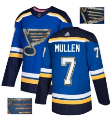 Men's Adidas St. Louis Blues #7 Joe Mullen Authentic Royal Blue Fashion Gold NHL Jersey