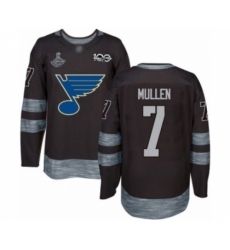 Men's St. Louis Blues #7 Joe Mullen Authentic Black 1917-2017 100th Anniversary 2019 Stanley Cup Champions Hockey Jersey