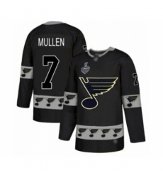 Men's St. Louis Blues #7 Joe Mullen Authentic Black Team Logo Fashion 2019 Stanley Cup Final Bound Hockey Jersey