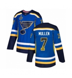 Men's St. Louis Blues #7 Joe Mullen Authentic Blue Drift Fashion 2019 Stanley Cup Final Bound Hockey Jersey