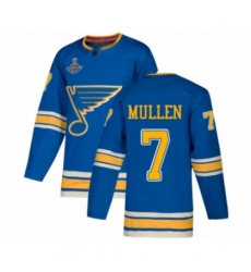 Men's St. Louis Blues #7 Joe Mullen Authentic Navy Blue Alternate 2019 Stanley Cup Champions Hockey Jersey