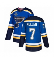 Men's St. Louis Blues #7 Joe Mullen Authentic Royal Blue Home 2019 Stanley Cup Champions Hockey Jersey