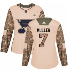 Women's Adidas St. Louis Blues #7 Joe Mullen Authentic Camo Veterans Day Practice NHL Jersey