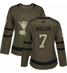 Women's Adidas St. Louis Blues #7 Joe Mullen Authentic Green Salute to Service NHL Jersey